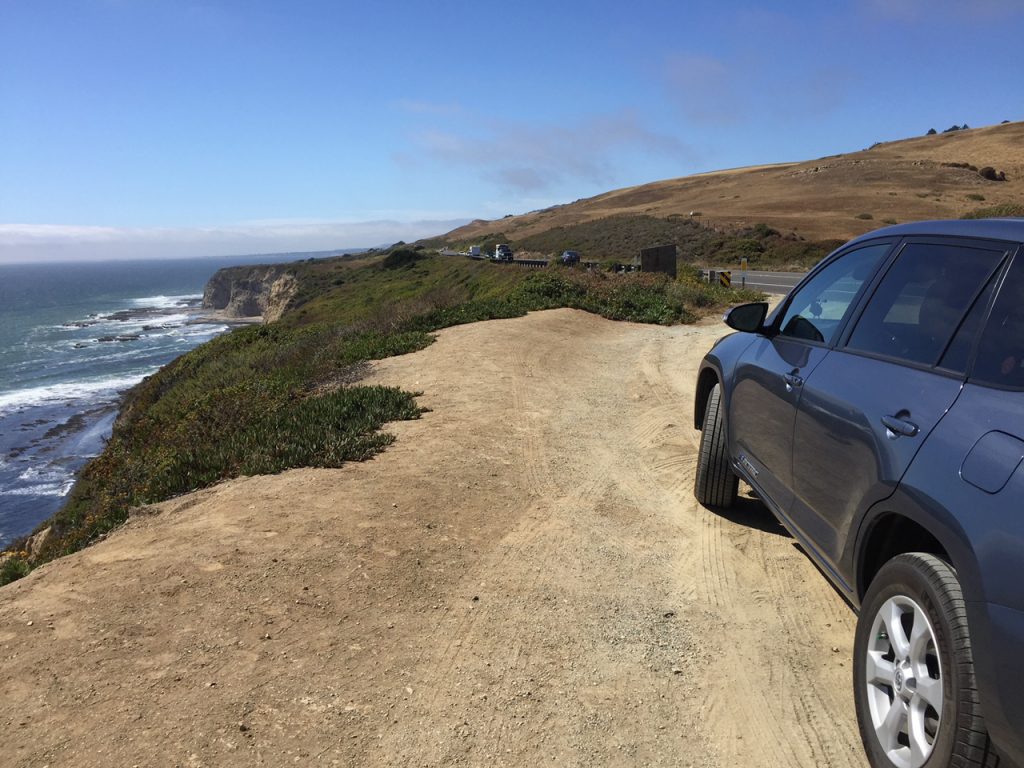 Driving along Route 1 north of Santa Cruz.