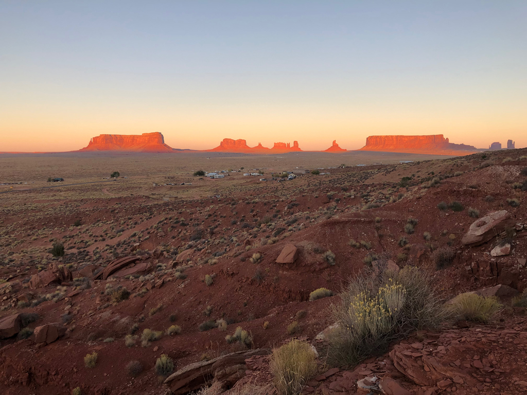 Picture of sunset in Monument Valley.