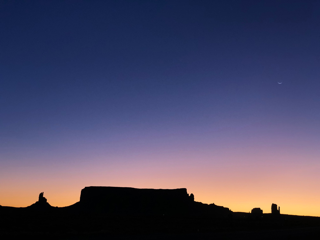 Sunrise in Monument Valley.